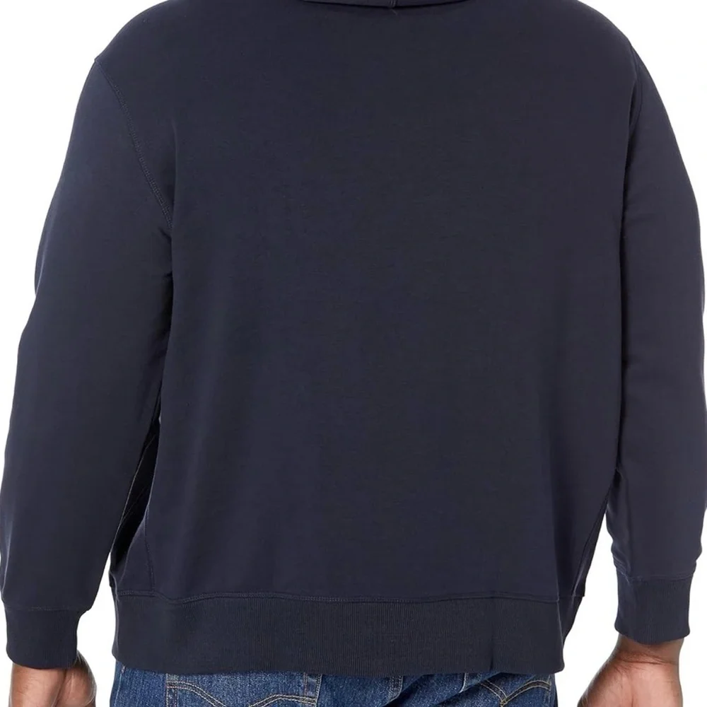 Tommy Hilfiger Men's Quinn Logo Print Fleece Pullover Navy Blue & Red Hoodie XL